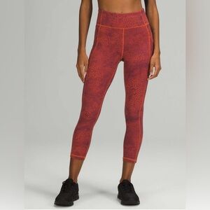 Lululemon Invigorate High Rise Crop Crackle Glaze Orange Larkspur 8